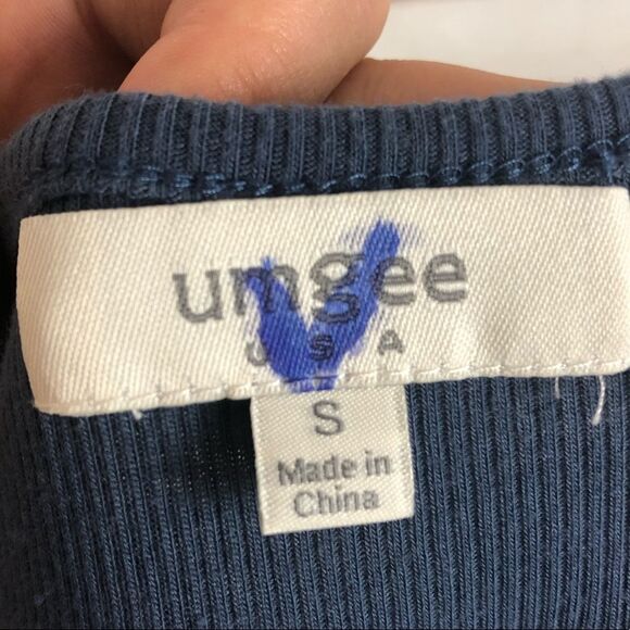 UMGEE USA Blue Layering Ruffle Lace Hem Tank Top S - Picture 6 of 6